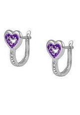 ravishing teensy-weensy silver heart February birthstone earrings for kids